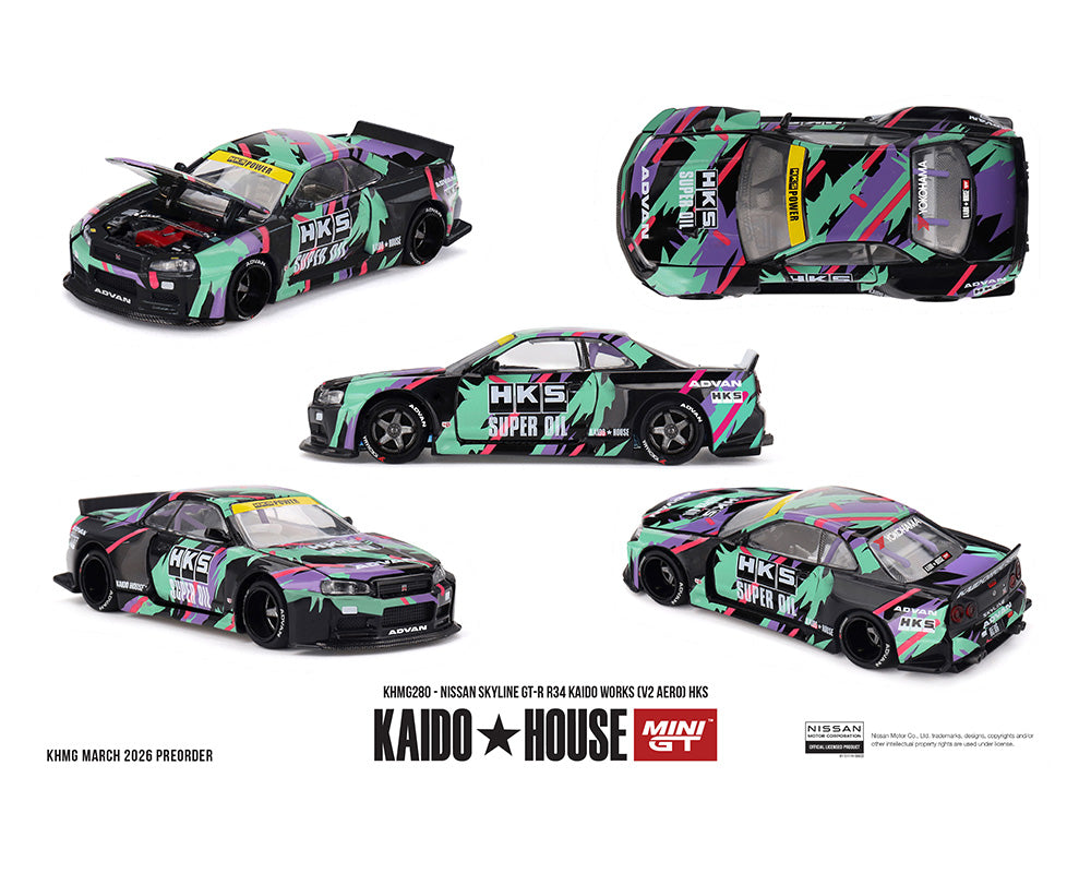 Kaido House x MINI GT Nissan Skyline GT-R R34 Kaido Works (V2 Aero