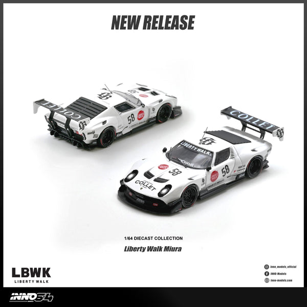 Inno64 Lamborghini Miura GT Liberty Walk LBWK - White – Downskale