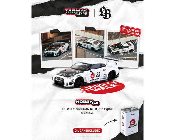 Tarmac Works LB-WORKS Nissan GT-R R35 type 2 With Oil Can - White