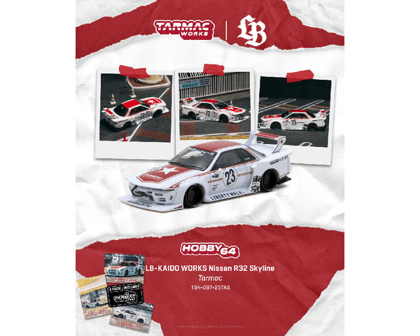 Tarmac Works LB-KAIDO WORKS Nissan R32 Skyline + Trading Cards