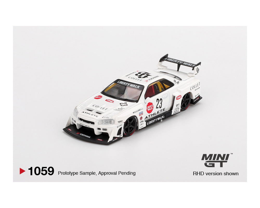 MINI GT Nissan LB-ER34 Super Silhouette ATHLETE/COLLET – White – Downskale